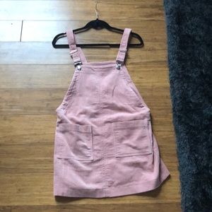 Pink Corduroy Overalls Dress